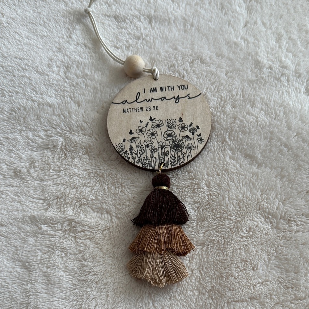 Inspirational Scripture Rear View Mirror Hanging Daily Inspiration with Tassels - Picture 6 of 7